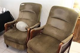 Pair matching sage green chairs