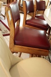 Barstools – 2 sets of 3 – red leather – retro white leather