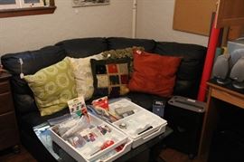 Leather corner sectional sofa dark navy blue