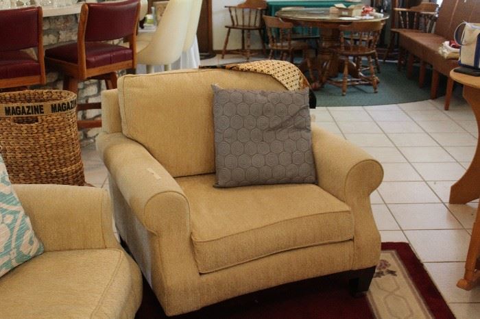 Overstuffed Matching beige upholstered chair