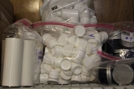 Various small bottles, jewelry containers, lotion bottles, glass and plastic