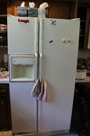 white side by side refrigerator