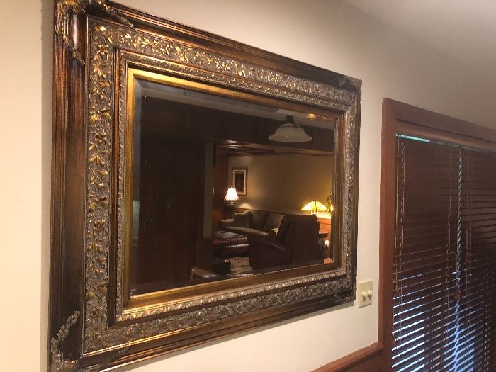 Ornately Framed Large Beveled Mirror 38.5” x 50”