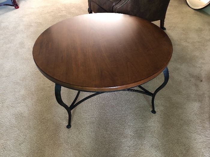 Pennsylvania House Wood & Iron Round Coffee Table