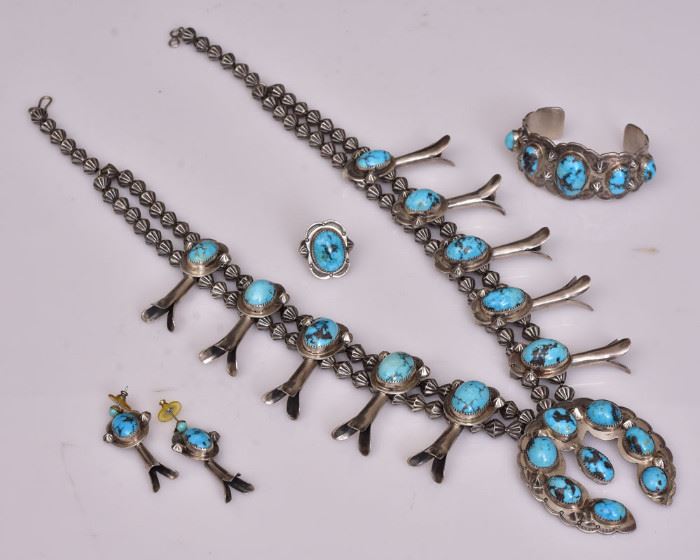 Zuni Turquoise and Silver Jewelry Ensemble