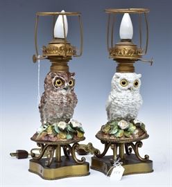 Two German Porcelain Figural Lamps
