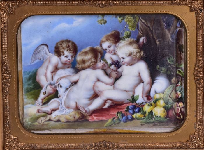 Victorian Painted Porcelain Plaque (2)