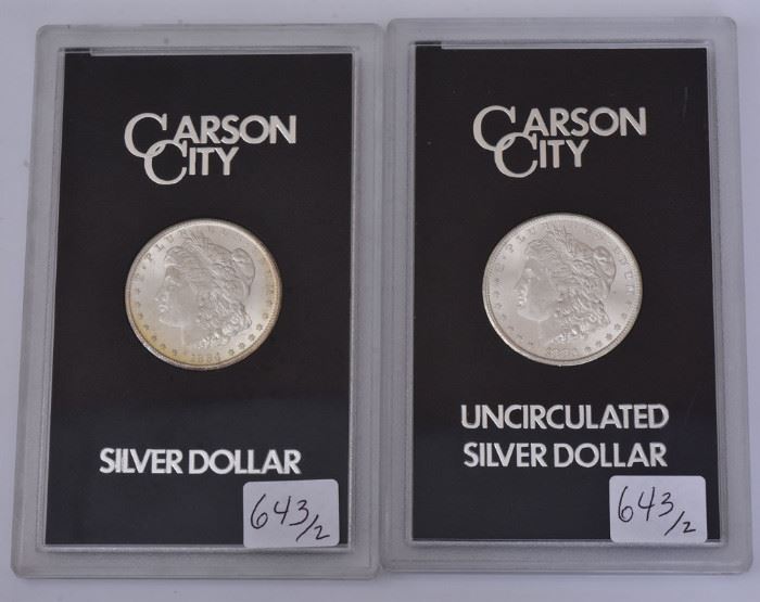 Two Carson City Silver Dollars