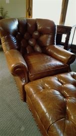 Great leather chair and ottoman