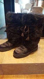 Fur boots. Never worn. Size 8-8.5