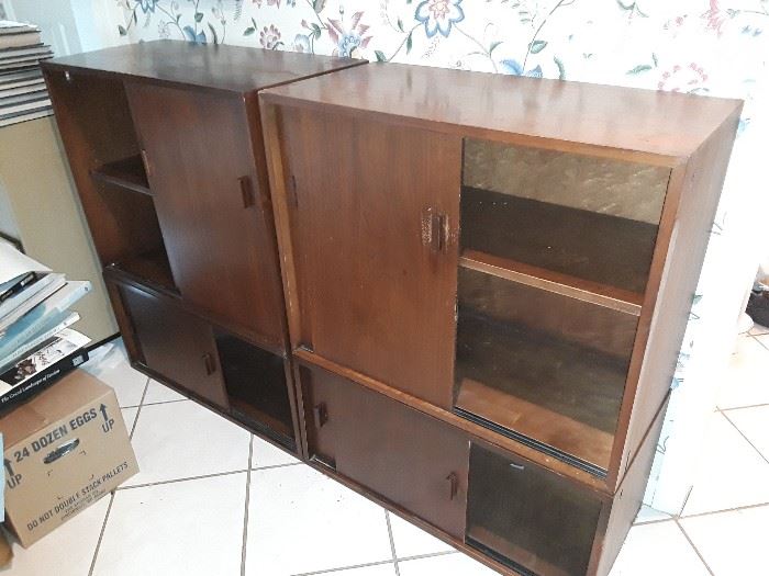 mid century cabinets with sliding doors (4 units)