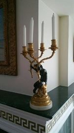 Pair antique French signed by Codion candelabra-bronze gilted