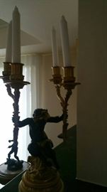 Pair bronze gilt bronze candelabras-antique French