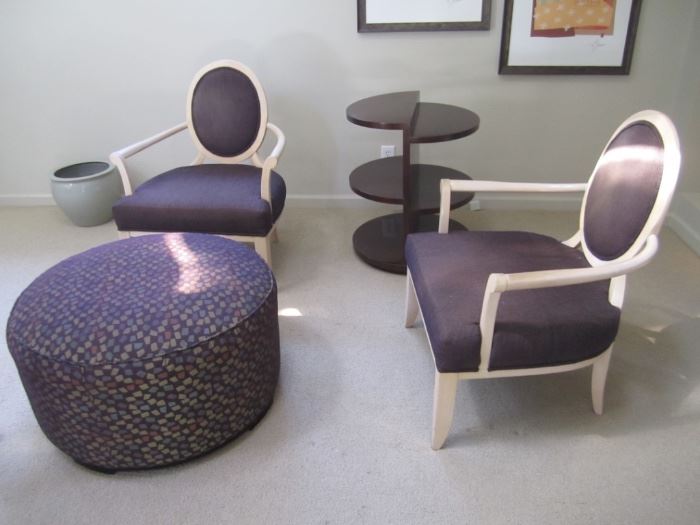 PAIR OF CHAIRS AND OTTOMAN