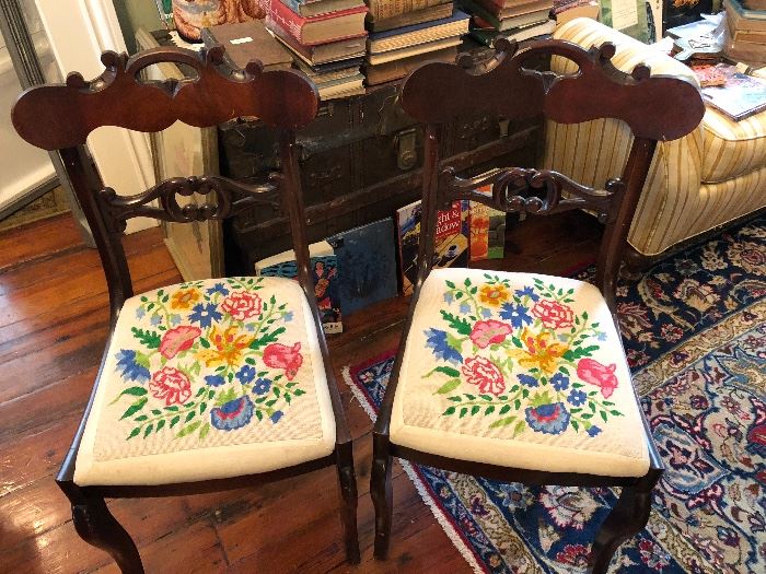 Hand embroidered matching chairs