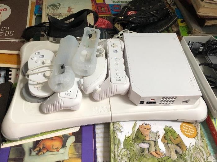 WII console with exercise step stool and games
