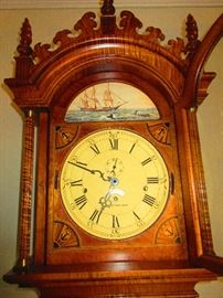 Detail of Tiger maple Heritage grandfather clock