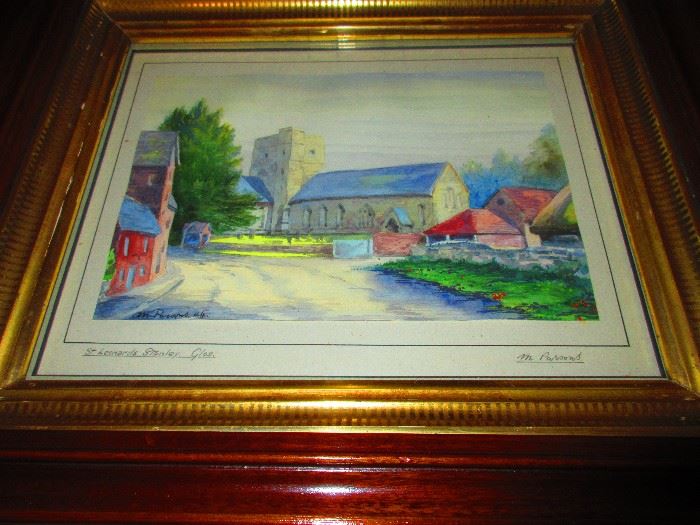 M. Parsons watercolor in Victorian frame
