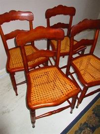 Group of four (4) cherry cane chairs