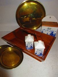 Art Deco Canisters, Primitives, and Brass Trays