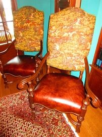  Hunt motif Jacobean-style chairs 