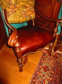Detail of  Hunt motif Jacobean-style chair