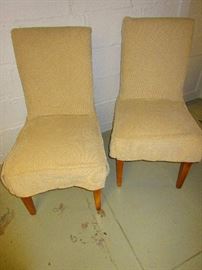  Pair Parson’s chairs with slip covers 