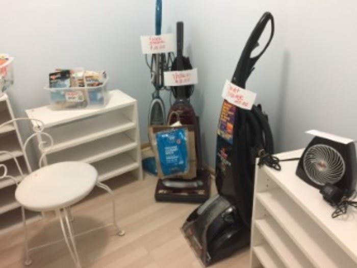 Carpet and floor cleaners, small heater.