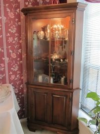 2nd Tell City Corner Cabinet w/ Christofle Silverplate, more