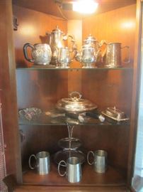 Christofle France Silverplate Coffee / Tea Set, Malaysian Serving Pieces, more