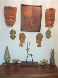 Carved Masks from West and South Africa - Bronze / Brass Figures