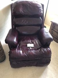 Beautiful “wine” colored leather recliner-