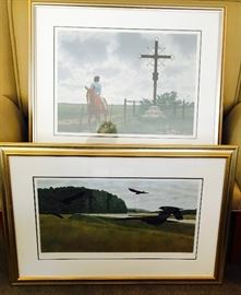Pair of large, signed & numbered prints, quality matting and frames  