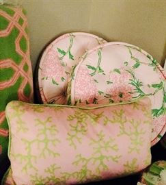 A lovely assortment of custom pillows in Lilly Pulitzer and designer fabrics