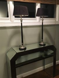 Designer side table with antique mirror finish
