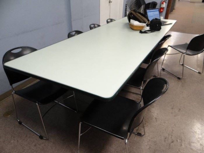 Cafeteria Style Table With Light Green Top And Rub ...