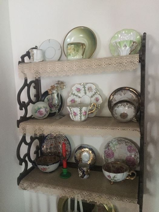Assorted antique tea cups and saucers 