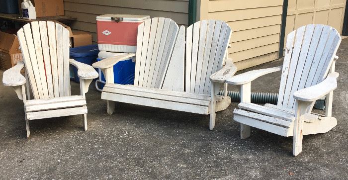 Great Adirondack Chairs Set....old wood