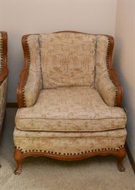 BUY IT NOW! $50 - Vintage Wingback Chair with Wood Detail & Nailhead Trim