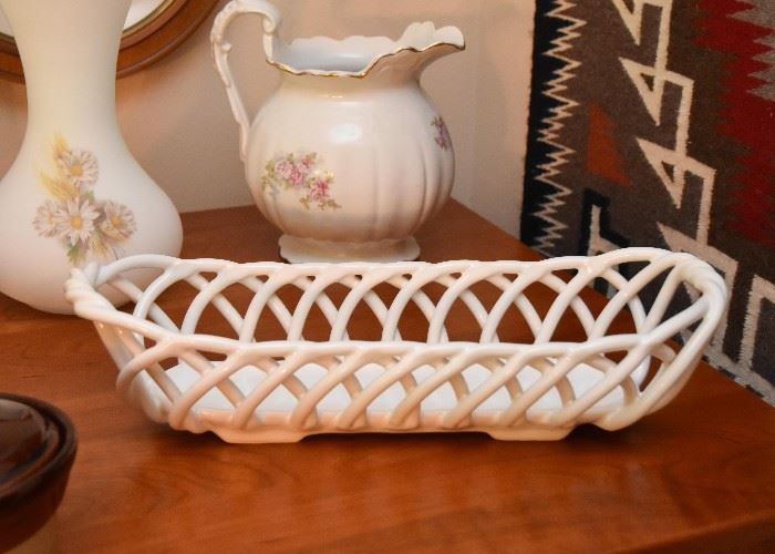 White Ceramic Bread Basket