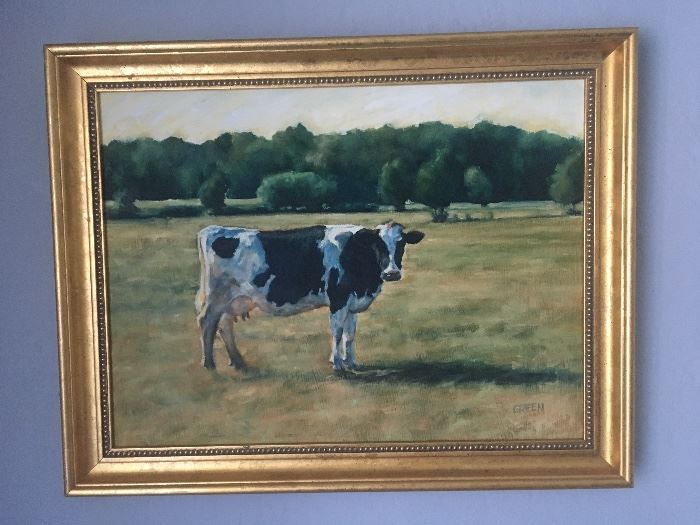 Oil Cow Painting by Greene in Chadds Ford