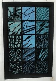 CHRIS TRIOLA PIECED KNITTED FABRIC WALL HANGING 