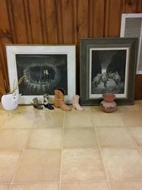 Holley Chirot Etching Prints and Pottery Cowboy Boots