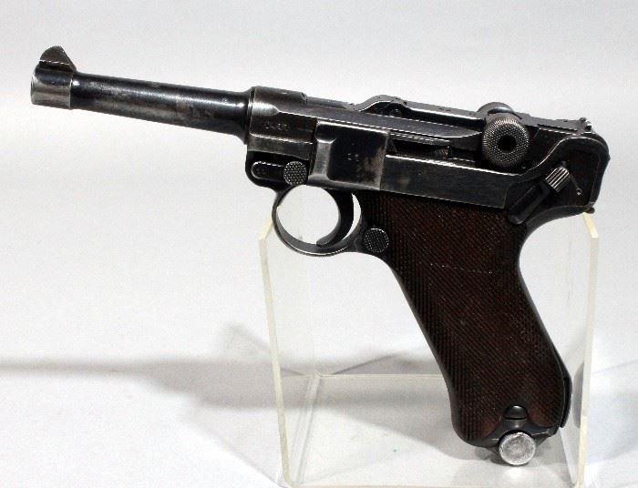 Mauser Luger P 08 "42" German Nazi Pistol, 9mm, SN# 6411, Nazi Eagle Markings, Includes Leather Holster, 2 Mags, and Take Down Tool