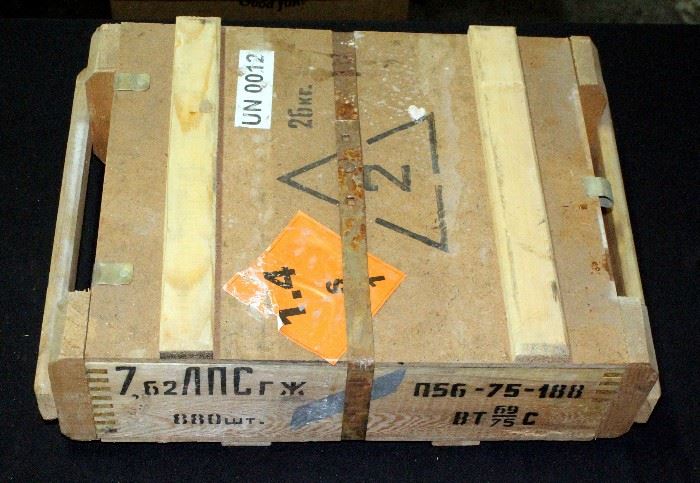 7.62x54r 147 Grain FMJ Mosin Nagant Military Surplus Ammo Spam Cans Sealed in Wooden Crate, Qty 2 Cans x 440 Rds = 880 Total Rounds