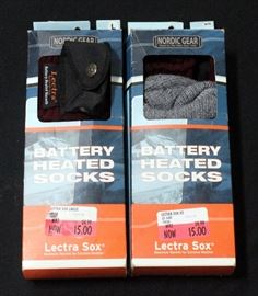 Lectra Nordic Gear Battery Heated Socks, Qty 2 Pairs, Size Small and Large, New
