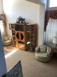 Vintage Chairs and Wooden Cabinet 