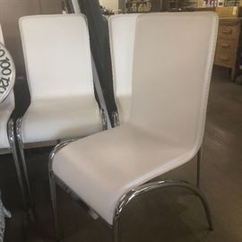 set of 4 white leather clean modern