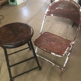 antique stool with Shabby