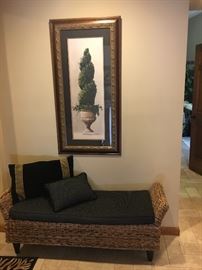 WICKER BENCH 56” L 17” W 22” H